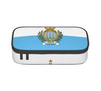 Jkkghll Flag of San Marino Print Stylish School Pencil Case 8.3 X 2 X 3.7 in Multi Functional Storage Bag Student