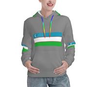 Jkkghll Flag Of The Republic Of Uzbekistan Print Ladies Hoodies For Autumn Winter Casual Pullover With Pockets Warm Sweatshirts Black