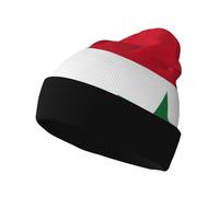 Jkkghll Flag of The Syrian Arab Republic Print Knitted Beanie Men Women Sppleness Warm Cute Cap Fashionable Cold Weather Hat Black