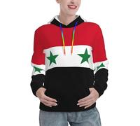 Jkkghll Flag Of The Syrian Arab Republic Print Ladies Hoodies For Autumn Winter Casual Pullover With Pockets Warm Sweatshirts Black