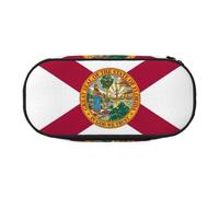 Jkkghll Florida State Flag Print Lightweigh School Students Large Capacity Pencil Case Spacious Pen Pouch Zipper