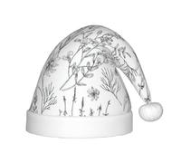 Jkkghll Flowering Herbs and Herbaceous Plants Print Children's Christmas Hat Holiday Accessories Soft Warm Xmas Hats Winter Party