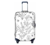 Jkkghll Flowering Herbs and Herbaceous Plants Print Luggage Cover Elastic Travel Suitcase Protector with Concealed Zipper Anti Scratch