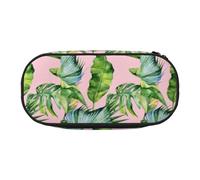 Jkkghll Fresh Banana Leaves Print Lightweigh School Students Large Capacity Pencil Case Spacious Pen Pouch Zipper