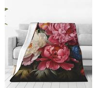 Jkkghll Garden Peony Print Anti-Pilling Flannel Throw Blankets Winter Blanket Bed Camping Outdoor Escapades