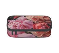 Jkkghll Garden Peony Print Stylish School Pencil Case 8.3 X 2 X 3.7 in Multi Functional Storage Bag Student