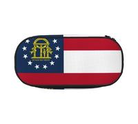Jkkghll Georgia Flag Print Lightweigh School Students Large Capacity Pencil Case Spacious Pen Pouch Zipper