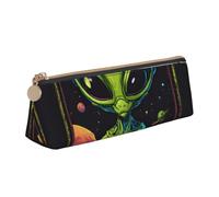 Jkkghll Green Alien Print School Casual Pencil Case Slim Pouch Higher Capacity Pens Artist Student Teenager