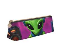 Jkkghll Green Alien Print School Casual Pencil Case Slim Pouch Higher Capacity Pens Artist Student Teenager