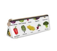 Jkkghll Introduction of Various Vegetables Print School Casual Pencil Case Slim Pouch Higher Capacity Pens Artist Student Teenager
