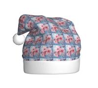 Jkkghll Japanese Cherry Flowers Print Christmas Hat for Men Women and Kids Xmas Cap Party Costume Festive Accessory