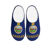 Jkkghll Kansas State Flag Print Cozy Flannel Slippers Warm Anti-Pilling Indoor Outdoor TPR Sole Stylish Daily Use