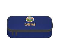 Jkkghll Kansas State Flag Print Stylish School Pencil Case 8.3 X 2 X 3.7 in Multi Functional Storage Bag Student