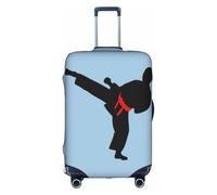 Jkkghll Karate Boy Vector Changeable Belt Color Print Luggage Cover Elastic Travel Suitcase Protector with Concealed Zipper Anti Scratch