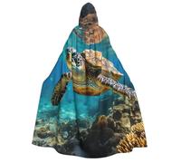 Jkkghll Lord Howe Island Sea Turtle Print Hooded Cloak Unisex Adult For Halloween Christmas And Carnival Theme Parties