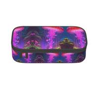 Jkkghll Magic Mushroom Print Stylish School Pencil Case 8.3 X 2 X 3.7 in Multi Functional Storage Bag Student