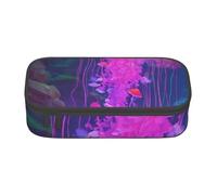 Jkkghll Magic Mushroom Print Stylish School Pencil Case 8.3 X 2 X 3.7 in Multi Functional Storage Bag Student