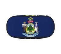 Jkkghll Maine State Flag Print Lightweigh School Students Large Capacity Pencil Case Spacious Pen Pouch Zipper