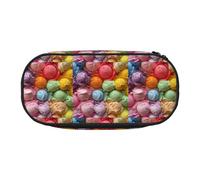 Jkkghll Many Colored Ice Cream Print Lightweigh School Students Large Capacity Pencil Case Spacious Pen Pouch Zipper
