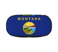 Jkkghll Montana State Flag Print Lightweigh School Students Large Capacity Pencil Case Spacious Pen Pouch Zipper