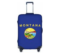Jkkghll Montana State Flag Print Luggage Cover Elastic Travel Suitcase Protector with Concealed Zipper Anti Scratch