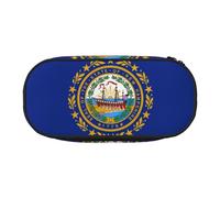 Jkkghll New Hampshire State Flag Print Lightweigh School Students Large Capacity Pencil Case Spacious Pen Pouch Zipper