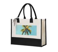 Jkkghll Palm Tree Print Women Tote Bag Canvas Gift Eco-Friendly For Beach Travel School Office Birthday