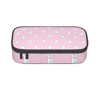 Jkkghll Polar Bear Pink Print Stylish School Pencil Case 8.3 X 2 X 3.7 in Multi Functional Storage Bag Student