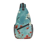 Jkkghll Poppies on Blue SkyPrint Men Women Cross Chest Bag Daily Work Holiday Cycling Diagonally Sling Backpack