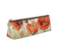Jkkghll Poppy Flowers Print School Casual Pencil Case Slim Pouch Higher Capacity Pens Artist Student Teenager