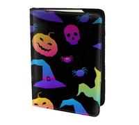 Jkkghll Rainbow Halloween Ghost Witch Hat Spiders Print 5.5in Passport Travel Document Case Lightweight Business Leisure Trips Wallet