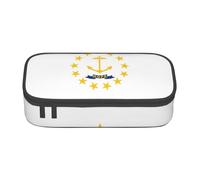 Jkkghll Rhode Island State Flag Print Stylish School Pencil Case 8.3 X 2 X 3.7 in Multi Functional Storage Bag Student