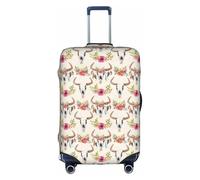 Jkkghll Runner Bull Skull Print Luggage Cover Elastic Travel Suitcase Protector with Concealed Zipper Anti Scratch