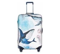 Jkkghll Sea Whale and Jellyfish Print Luggage Cover Elastic Travel Suitcase Protector with Concealed Zipper Anti Scratch