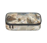 Jkkghll Seashells Sand Print Stylish School Pencil Case 8.3 X 2 X 3.7 in Multi Functional Storage Bag Student