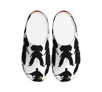 Jkkghll Silhouettes of Martial Print Cozy Flannel Slippers Warm Anti-Pilling Indoor Outdoor TPR Sole Stylish Daily Use