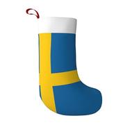 Jkkghll Swedish Flag Print Christmas Stocking For Girls Boys Holiday Decor Fireplace Family Party Stockings