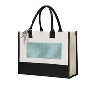 Jkkghll Teal Grey And White Floral Print Women Tote Bag Canvas Gift Eco-Friendly For Beach Travel School Office Birthday