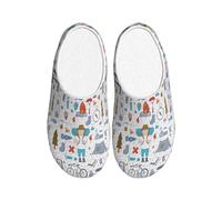 Jkkghll The Nature Wildlands Activities Pattern Print Cozy Flannel Slippers Warm Anti-Pilling Indoor Outdoor TPR Sole Stylish Daily Use