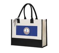 Jkkghll Virginia State Flag Print Women Tote Bag Canvas Gift Eco-Friendly For Beach Travel School Office Birthday