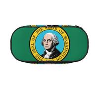 Jkkghll Washington Flag Print Lightweigh School Students Large Capacity Pencil Case Spacious Pen Pouch Zipper