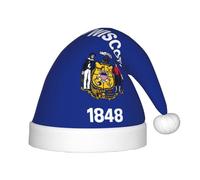 Jkkghll Wisconsin State Flag Print Children's Christmas Hat Holiday Accessories Soft Warm Xmas Hats Winter Party