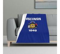 Jkkghll Wisconsin State Flag Print Soft Warm Cozy Flannel Blanket for Travel Camping Home Dorm Picnic All-Season