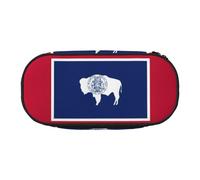 Jkkghll Wyoming State Flag Print Lightweigh School Students Large Capacity Pencil Case Spacious Pen Pouch Zipper