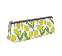 Jkkghll Yellow Fresh Lemons Print School Casual Pencil Case Slim Pouch Higher Capacity Pens Artist Student Teenager