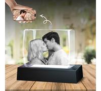 jklitio 3D Couples Kiss Crystal Keepsake - Freeze Your First Kiss/Anniversary Moment | LED Light Base | Romantic Gift for Boyfriend/Girlfriend, Valentine’s Day (1.97"×1.97"×3.15")
