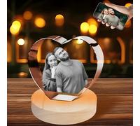 jklitio Heart-Shaped Couple 3D Photo Crystal - Custom Engagement/Anniversary Moment Engraved Keepsake | Romantic Home Decor (4.92"×2.36"×4.33")