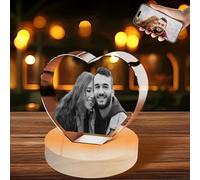 jklitio Heart-Shaped Couple 3D Photo Crystal - Custom Portrait Keepsake for Anniversary (4.92"×2.36"×4.33")