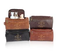 jklitio Toiletry Bag For Men, Personalized PU Leather Engraved Kit - Travel Accessory. Perfect Him Gift, Birthday/Christmas/Father's Day Gift for Dad, Husband, Brother, Grandpa, Son, Brown, Cosmetic