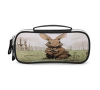 JKLPOMN Portable Makeup Bag, A Brown Rabbit Printed Large Capacity Travel Makeup Box Storage Bag,Zippered Cosmetic Travel Bag ，Ladies' Toiletry Bag Suitable For Girls' Travel, A Brown Rabbit,